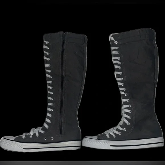 Mengsai Hi Top Knee High Edgy Gray Tie Zipper Canvas Sneakers  Size 8 - Picture 11 of 14